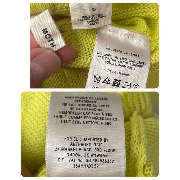 Anthropologie MOTH Linen Blend Short Sleeve Sweater sz L - Picture 3 of 7